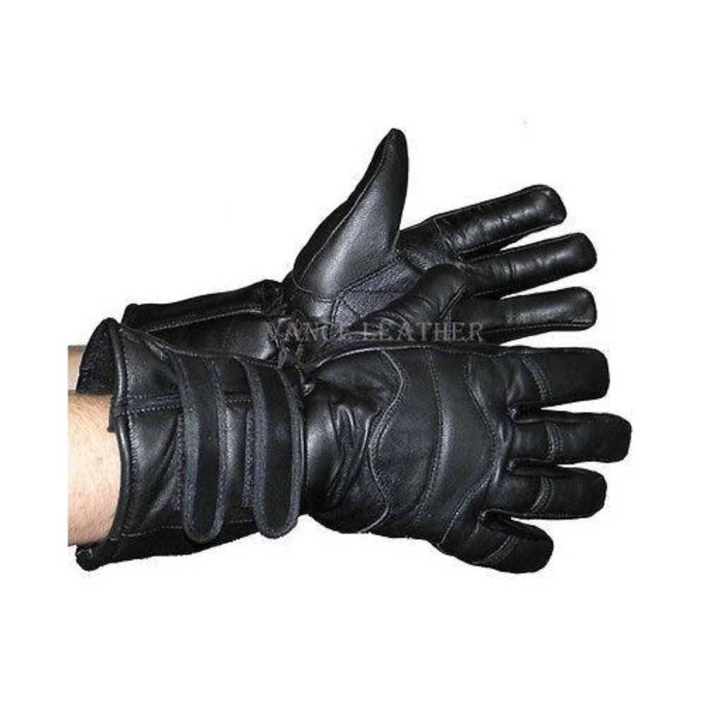 Lambskin Leather Insulated Gauntlet Glove With Two Straps Closure